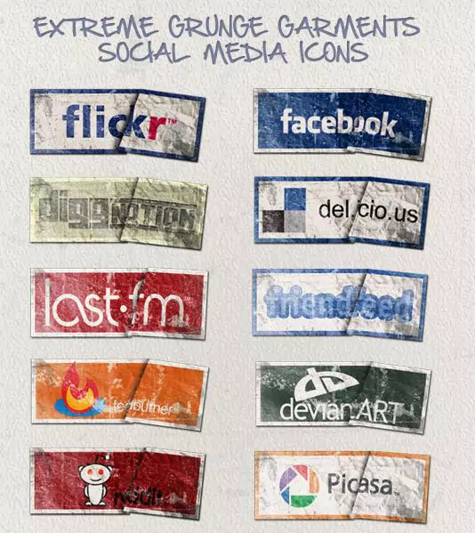 grunge Darmowe ikony social media 