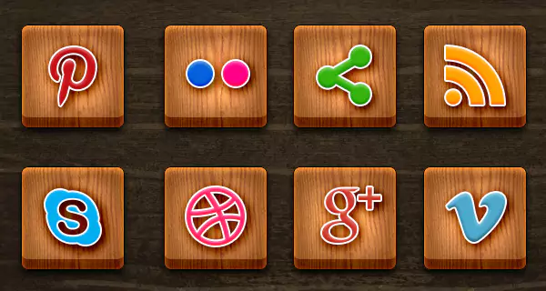 Darmowe ikony social media drewno wood