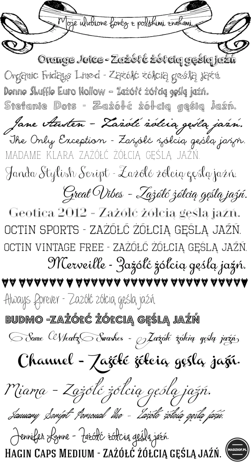 Ulubione fonty z polskimi znakami