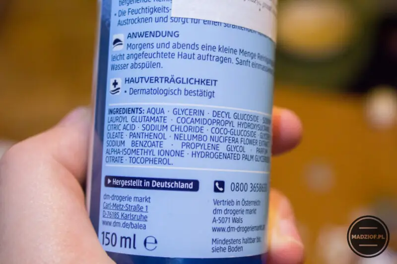 Skład - Balea pianka do oczyszczania twarzy Skład - Balea pianka do oczyszczania twarzy