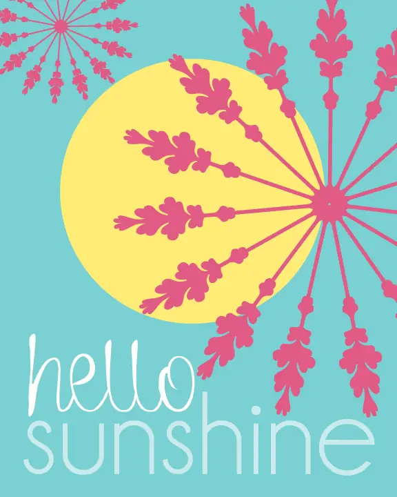 letnie grafiki do wydruku hello sunshine niebieski