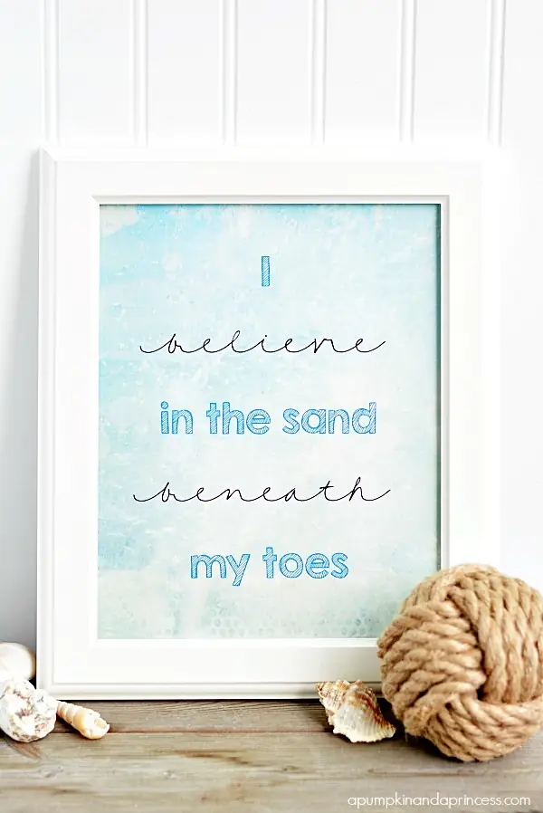 letnie grafiki do wydruku i belive in the sand