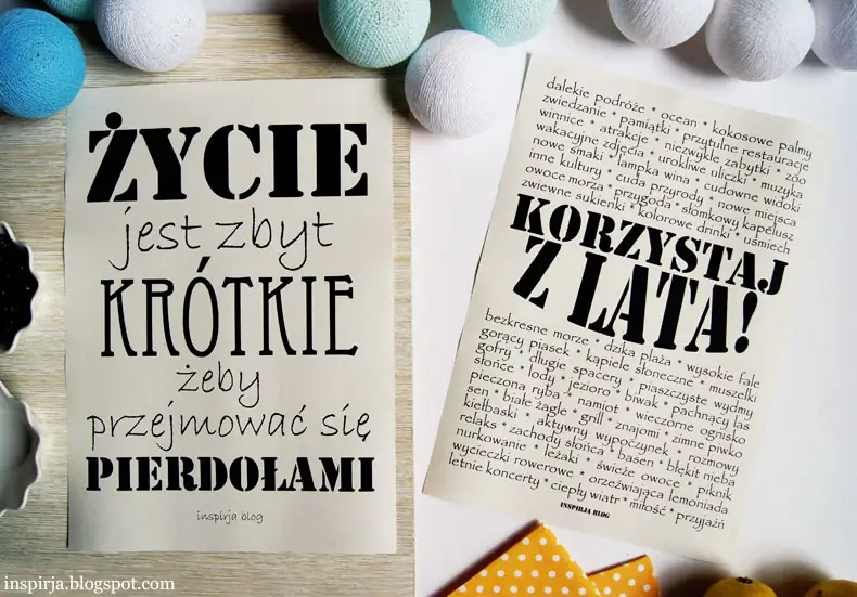 letnie grafiki do wydruku polskie zycie jest zbyt krotkie