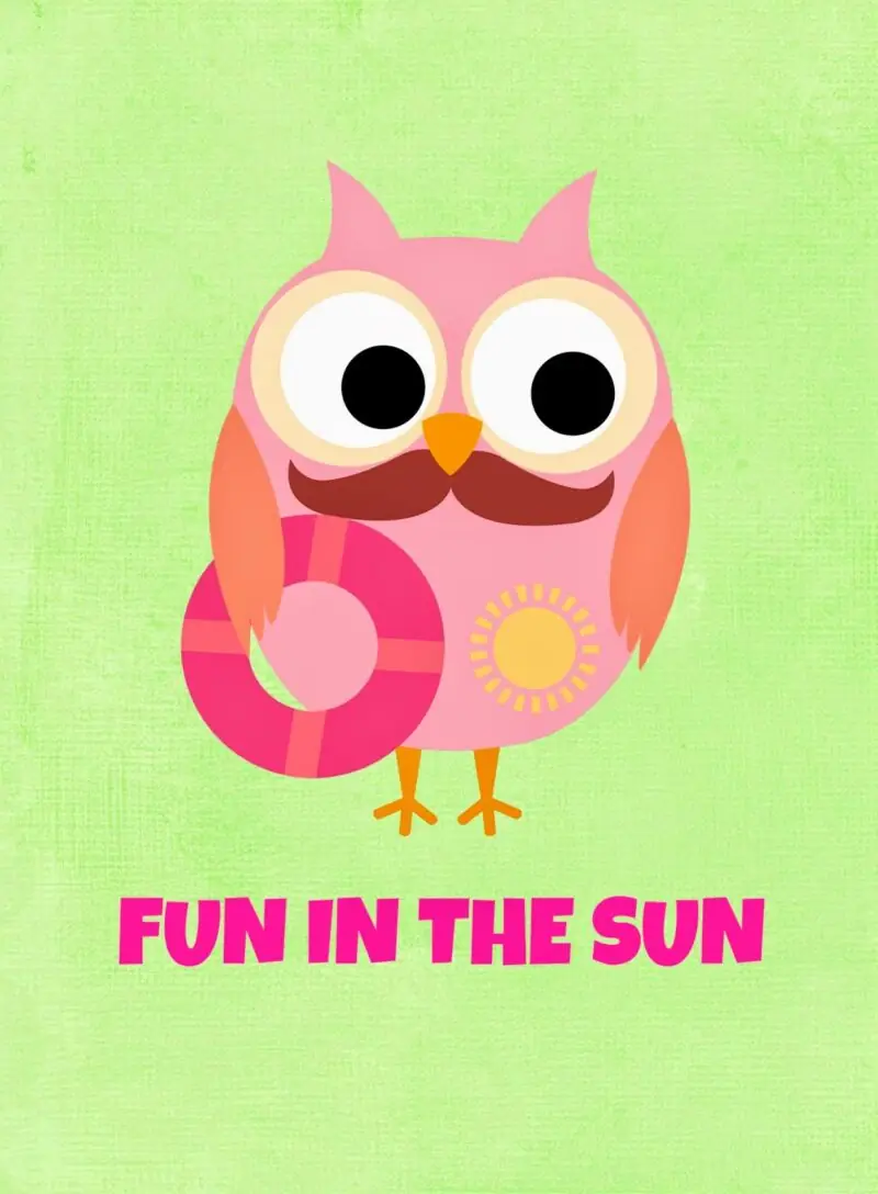 letnie grafiki do wydruku sowa fun