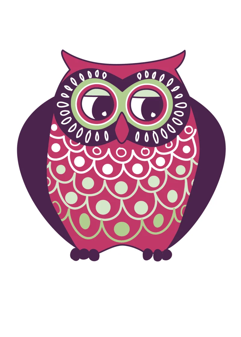 letnie grafiki do wydruku sowa oczy roz