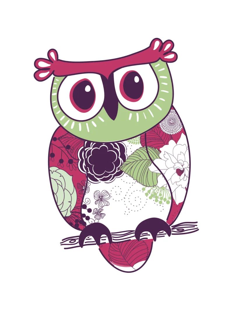 letnie grafiki do wydruku sowa patyk roz