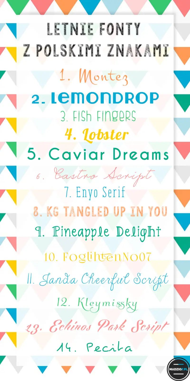 letnie fonty z polskimi znakami