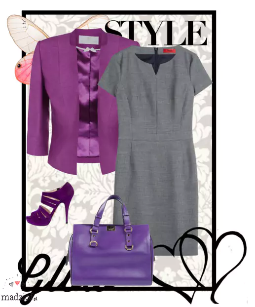 dodatki do szarej sukienki fioletowe1