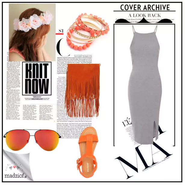 dodatki do szarej sukienki pomaranczowe1