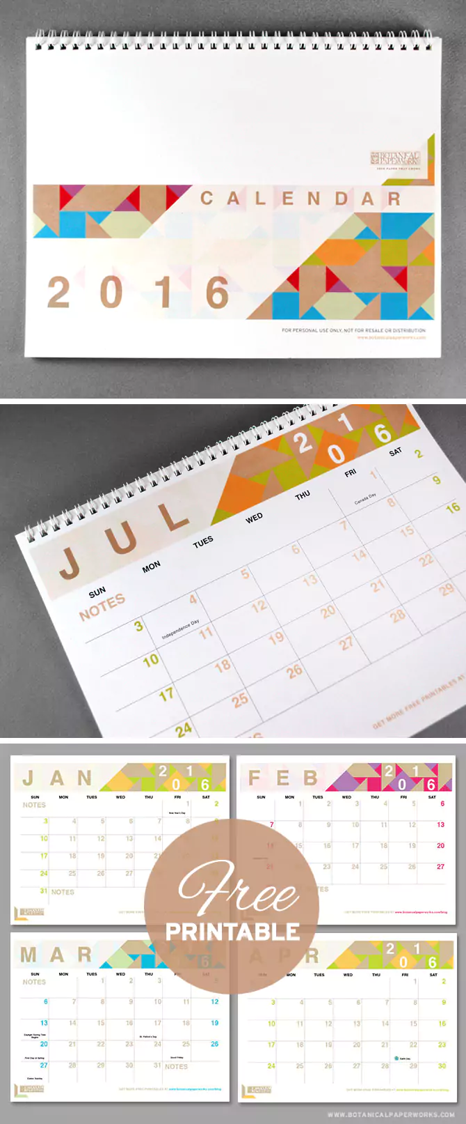 Darmowe kalendarze na 2016 rok do pobrania i wydrukowania kolorowe