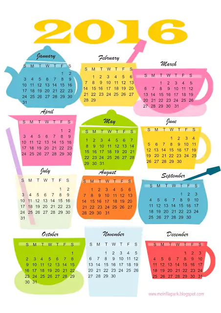 Darmowe kalendarze na 2016 rok do pobrania i wydrukowania kolorowe
