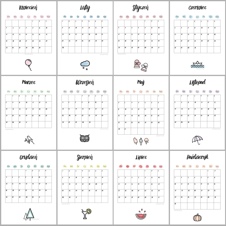 Darmowe kalendarze na 2016 rok do pobrania i wydrukowania polskie