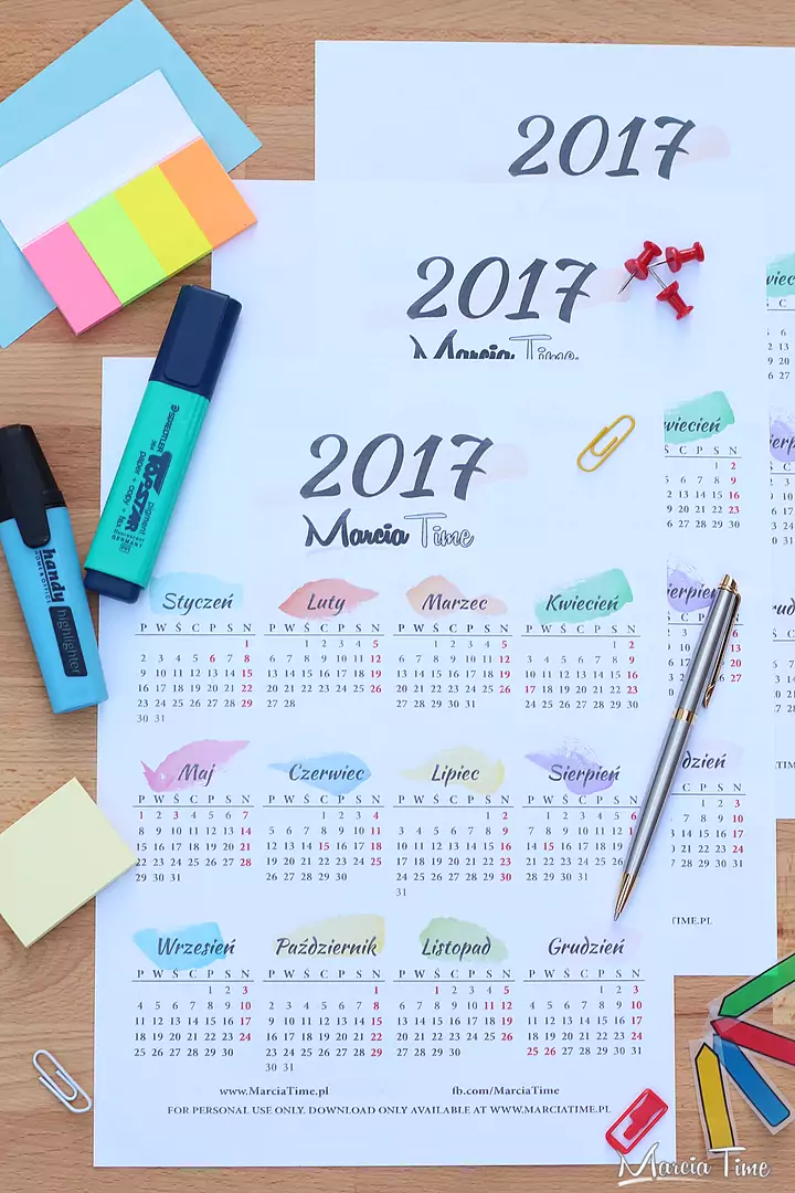 kalendarz 2017 do druku do pobrania po polsku