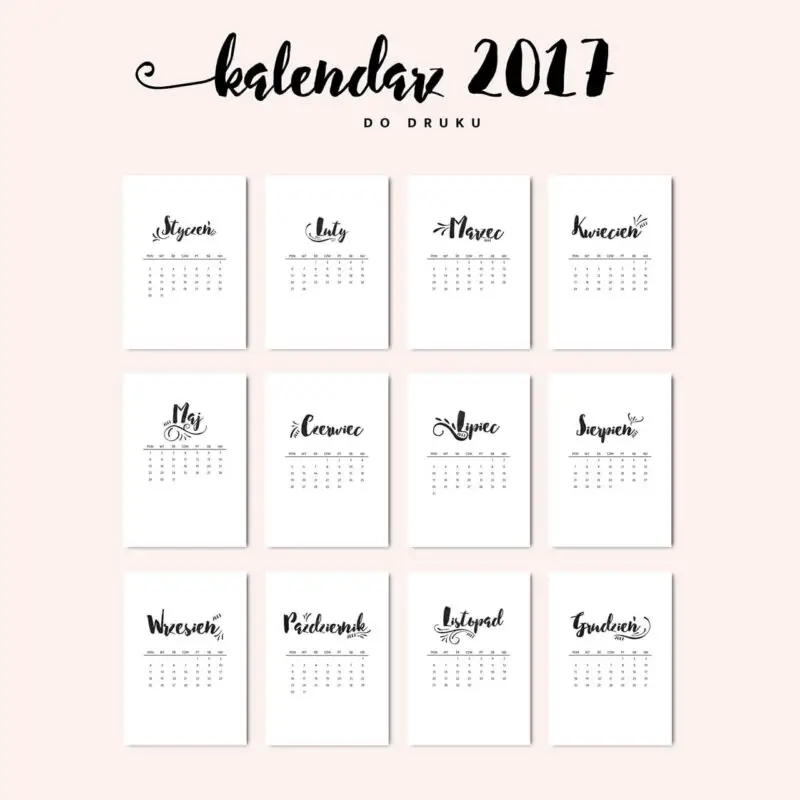 kalendarze na 2017 do pobrania i wydrukowania za darmo