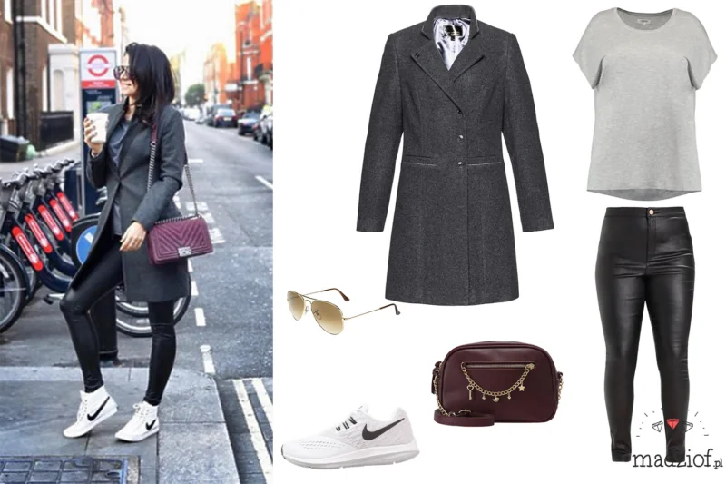 ubierz sie jak gwiazda anna lewandowska stylizacja plus size szary plaszcz skorzane spodnie bordowa torebka nike buty ubierz sie jak gwiazda anna lewandowska stylizacja plus size szary plaszcz skorzane spodnie bordowa torebka nike buty