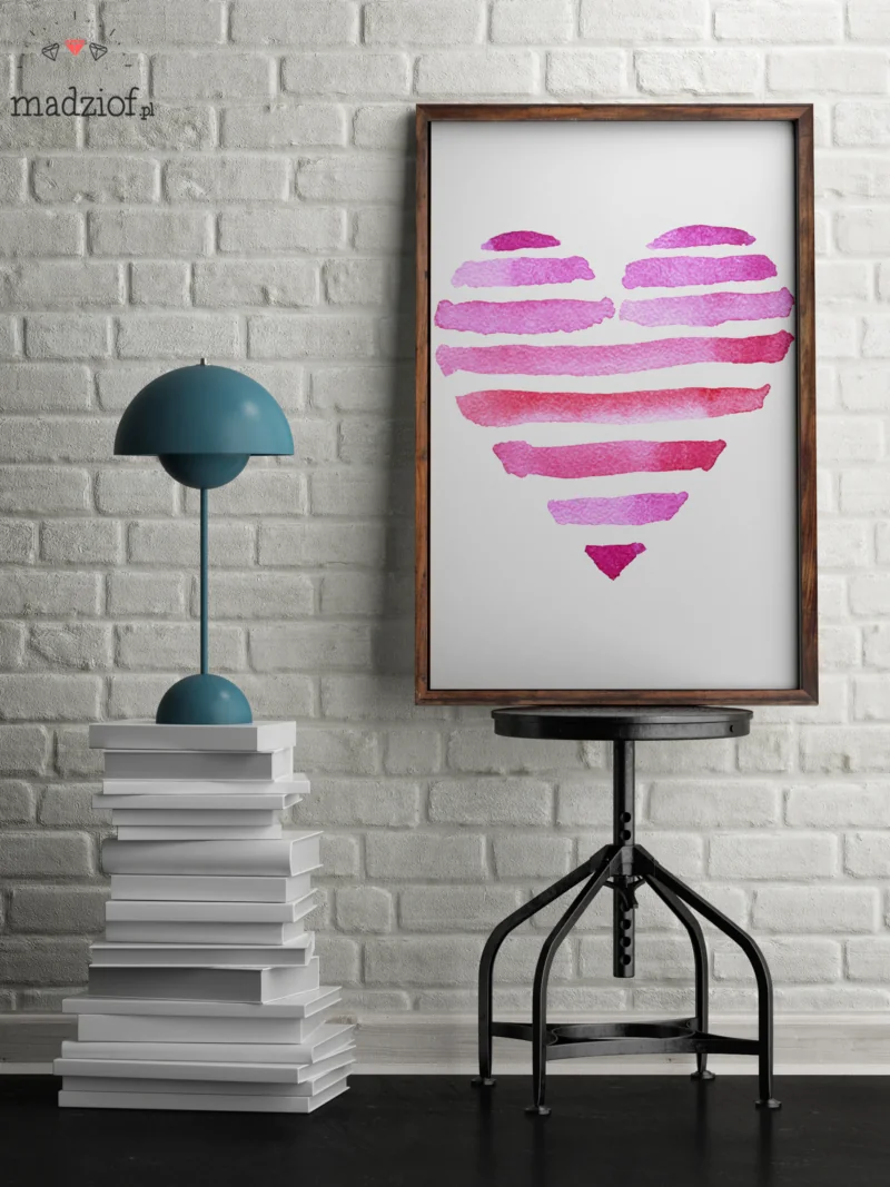 plakat za darmo do pobrania walentynki serce w paski m