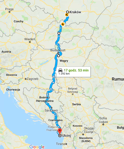 trasa do czarnogory przez bosnie
