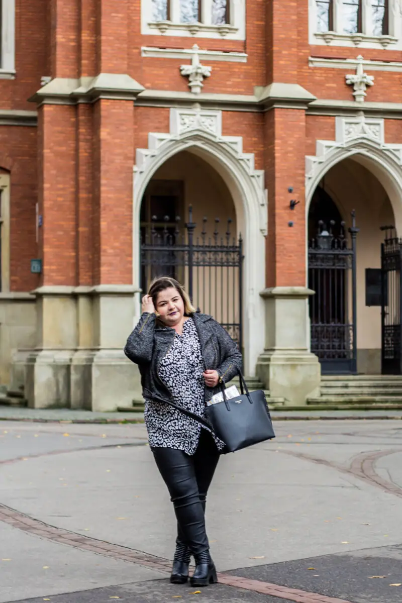 skorzane spodnie plus size tunika cellbes ramoneska yum yum torebka nicole lee kolczyki kohha