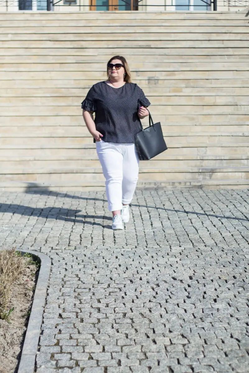 biale spodnie plus size duzy rozmiar stylizacja cellbes shein stili