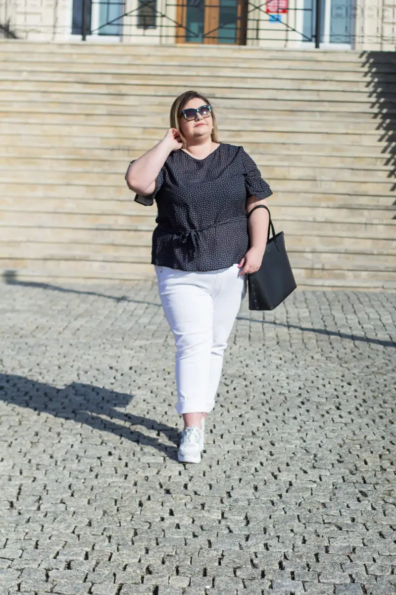 biale spodnie plus size duzy rozmiar stylizacja cellbes shein stili