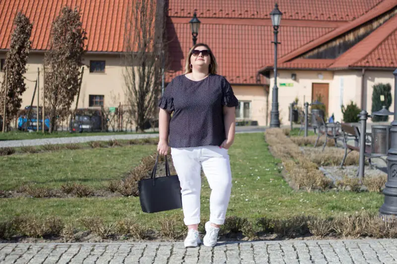 biale spodnie plus size duzy rozmiar stylizacja cellbes shein stili