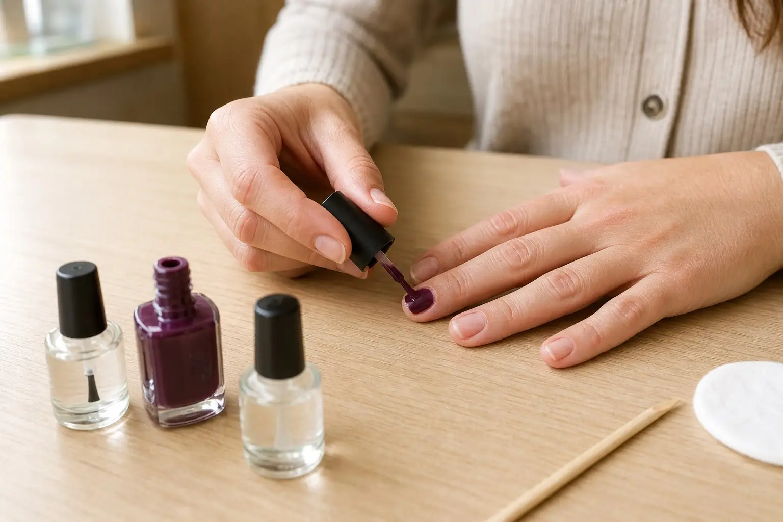Domowy manicure zwykłym lakierem w jesiennych kolorach 2026